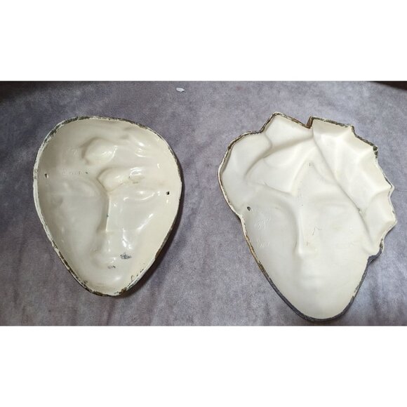 Vintage 80s Gold Masquerade Ceramic Decor Mask Faces - Picture 10 of 12